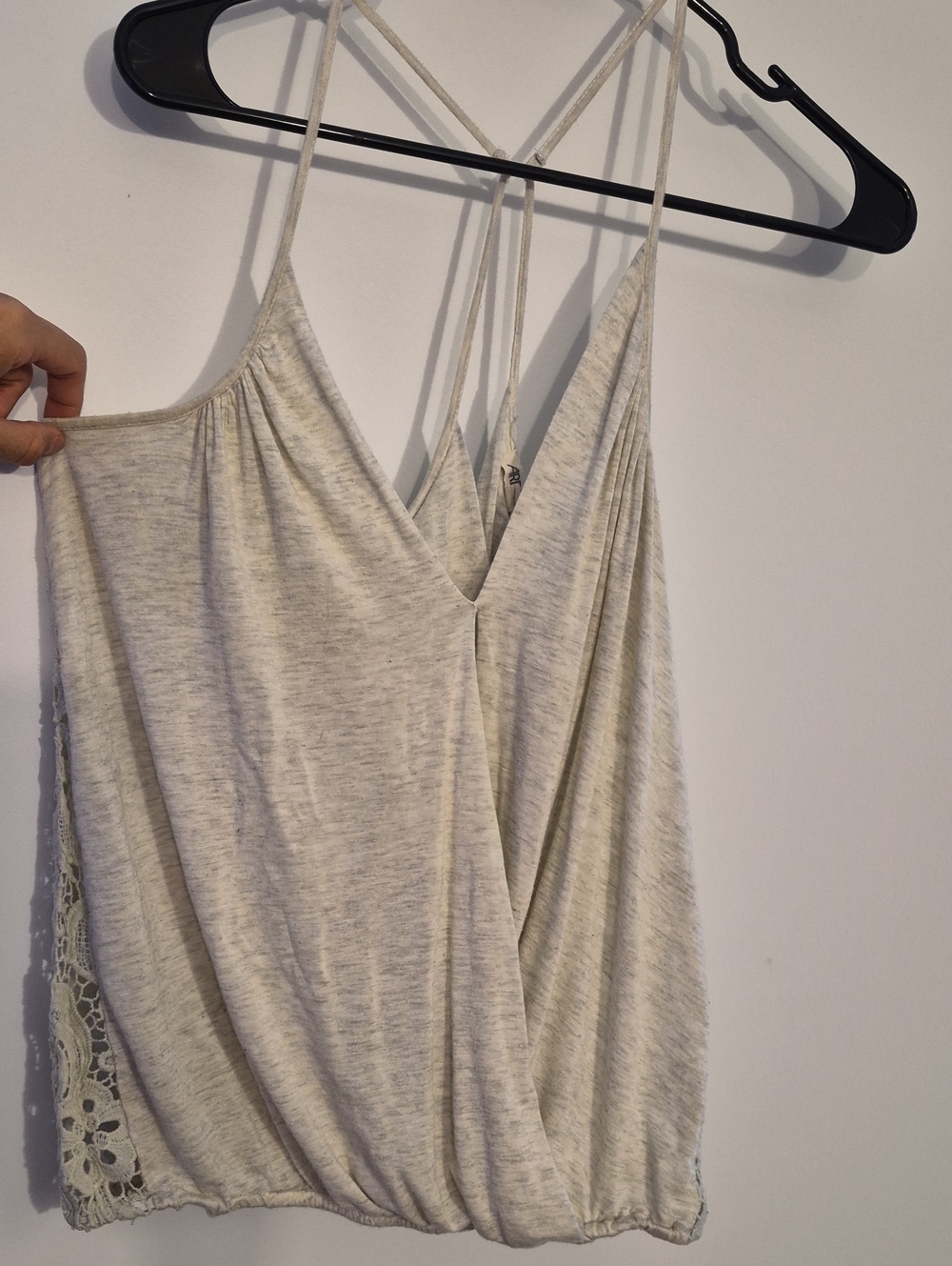 Women's Light Gray Lace-Trim Cami Tank Top
